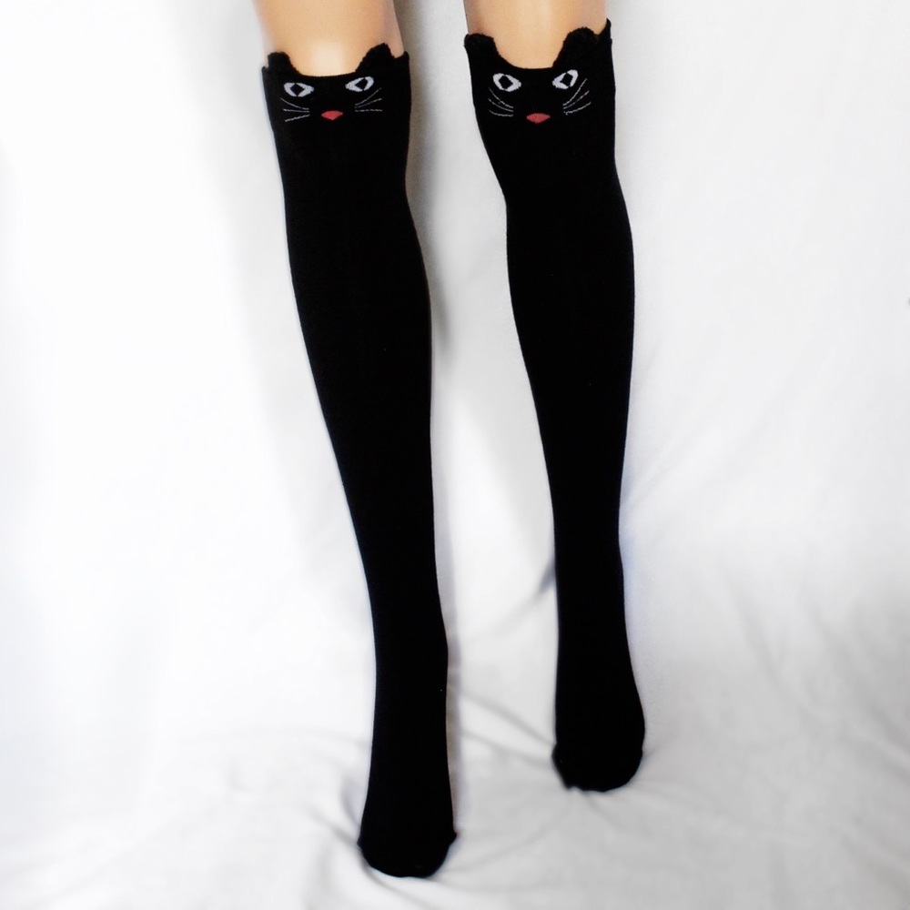 🌸KNEE HIGH CUTE BLACK CAT SOCKS